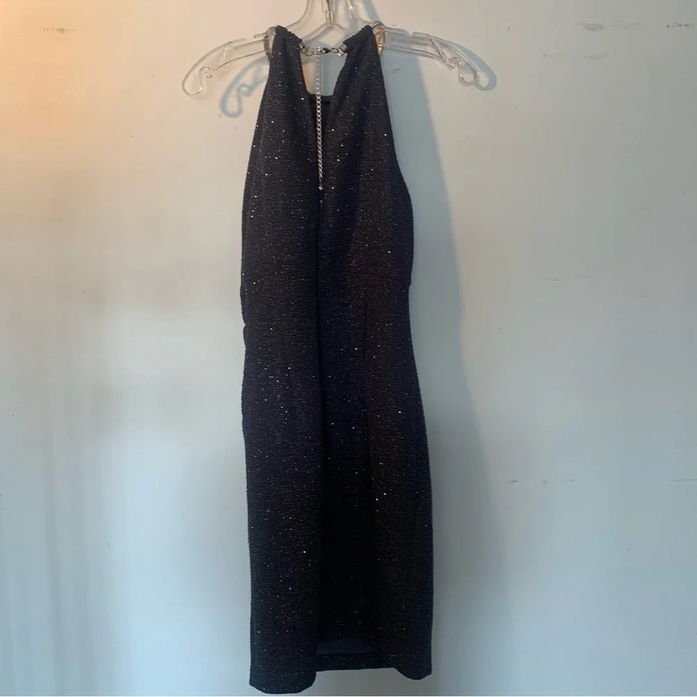 Eliza J Halter Dress Size 6 Color Metallic Gray with Shimmer and Silver Hardware